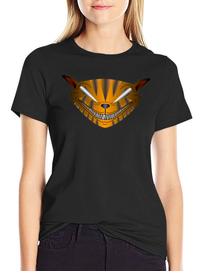 Camiseta Negra Hombre Diseño Gato Sonriente