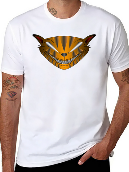 Camiseta Negra Hombre Diseño Gato Sonriente
