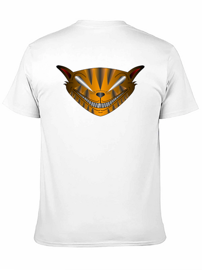 Camiseta Negra Hombre Diseño Gato Sonriente