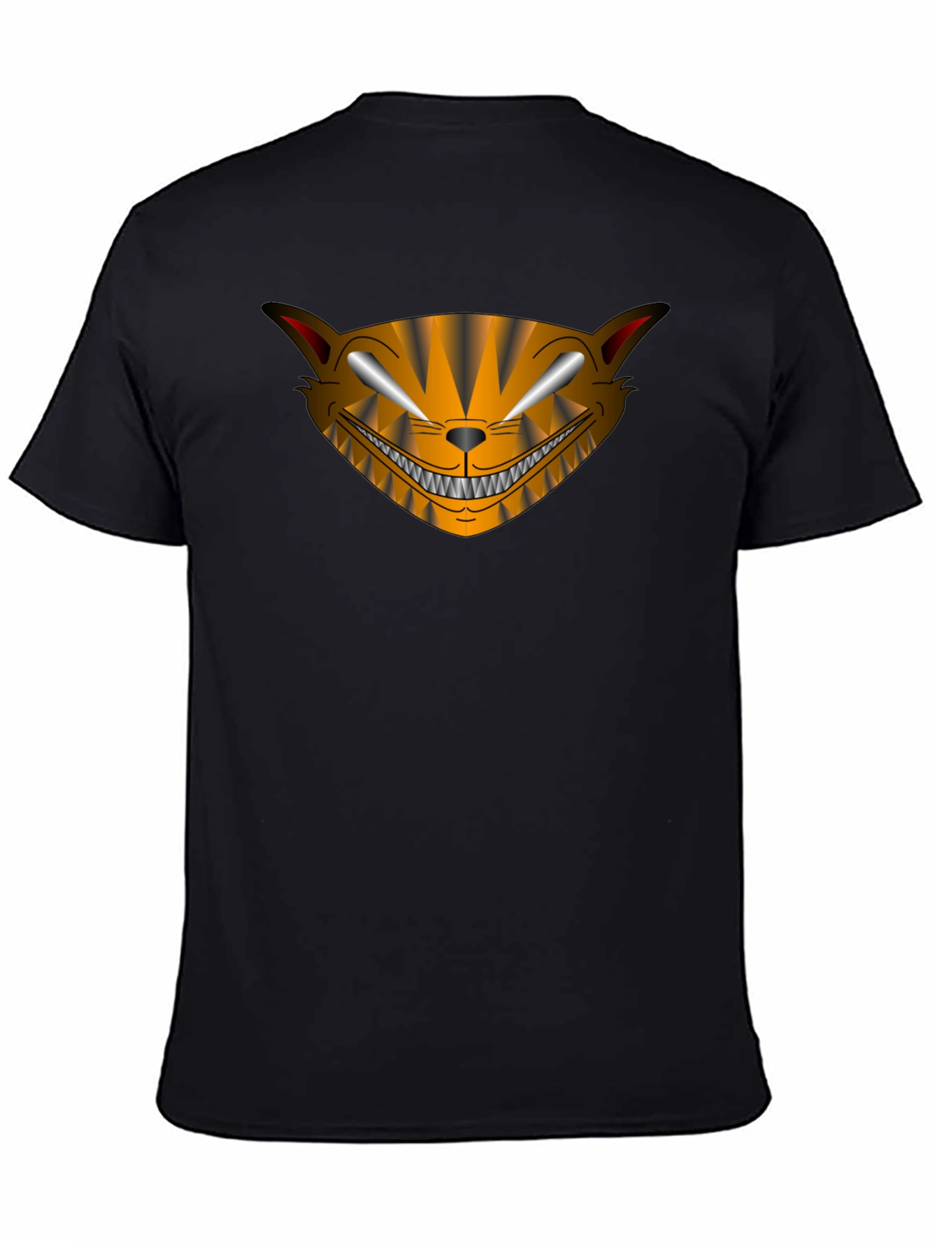 Camiseta Negra Hombre Diseño Gato Sonriente