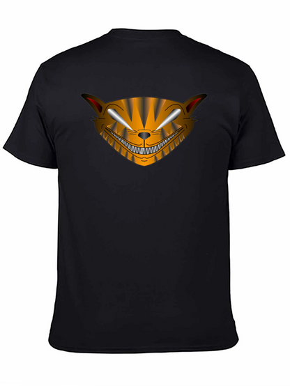 Camiseta Negra Hombre Diseño Gato Sonriente