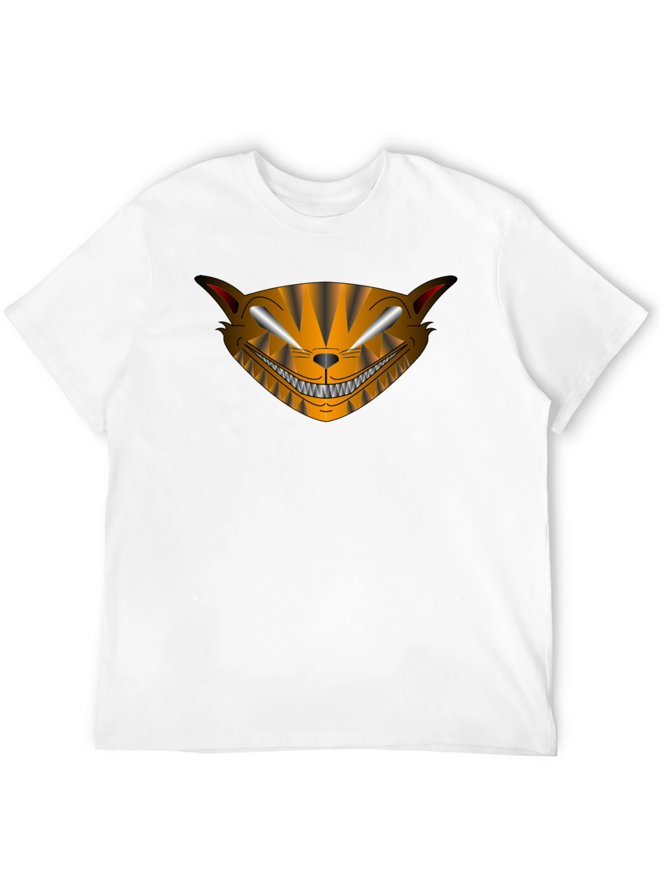 Camiseta Negra Hombre Diseño Gato Sonriente