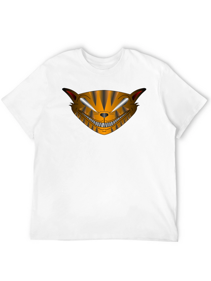 Camiseta Negra Hombre Diseño Gato Sonriente