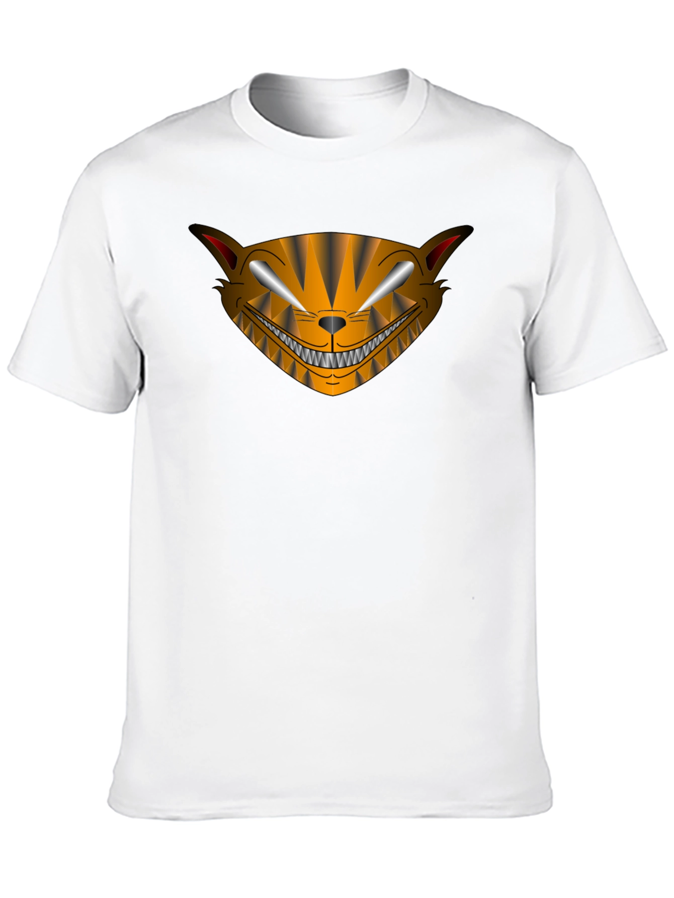 Camiseta Negra Hombre Diseño Gato Sonriente