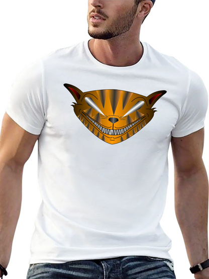 Camiseta Negra Hombre Diseño Gato Sonriente