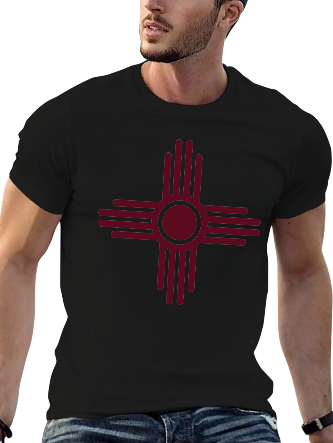 Camiseta Negra con Símbolo Sol de Zia