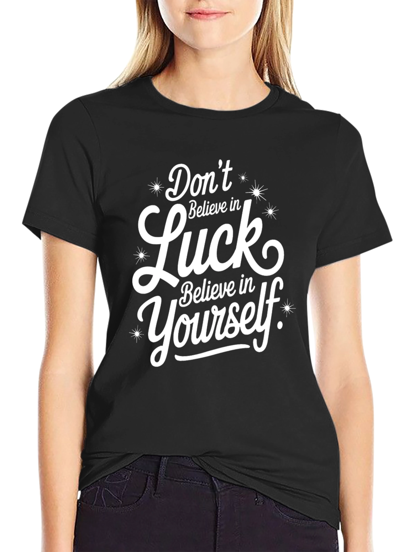 Camiseta Negra: Cree en Ti Mismo