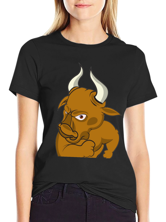 Camiseta Negra con Diseño de Toro enojado