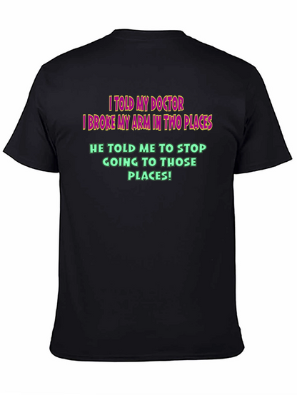 Camiseta Negra Humor Médico - ¡Brazo Roto!