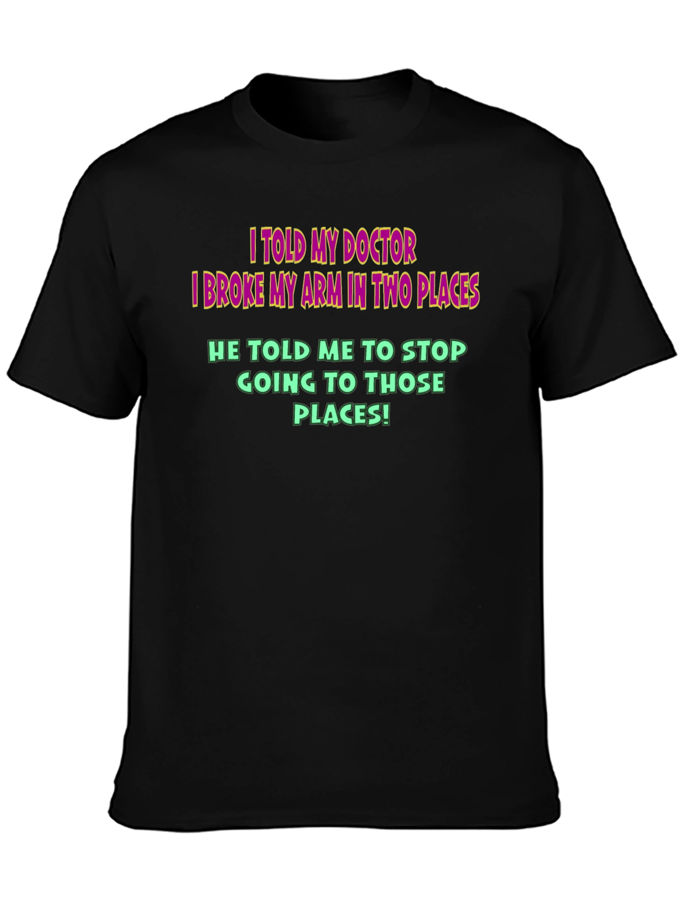 Camiseta Negra Humor Médico - ¡Brazo Roto!