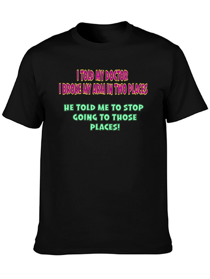 Camiseta Negra Humor Médico - ¡Brazo Roto!