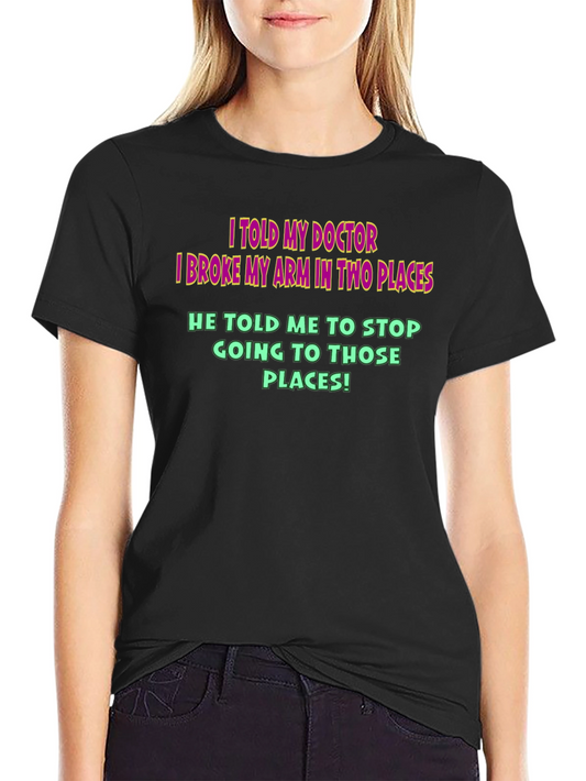 Camiseta Negra Humor Médico - ¡Brazo Roto!