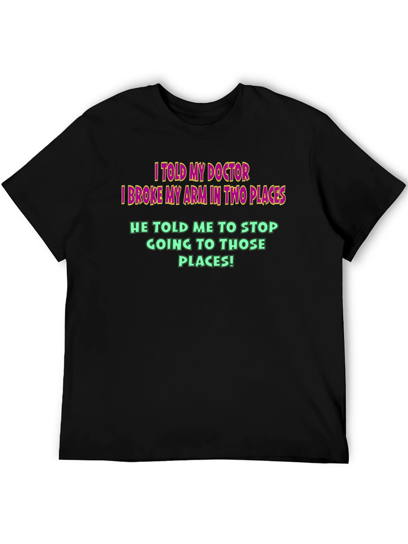 Camiseta Negra Humor Médico - ¡Brazo Roto!