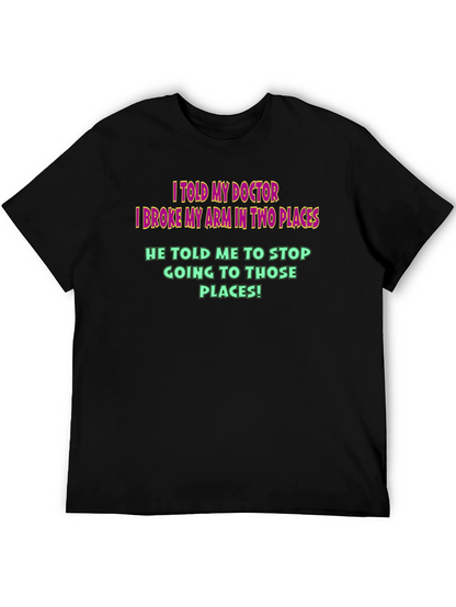 Camiseta Negra Humor Médico - ¡Brazo Roto!