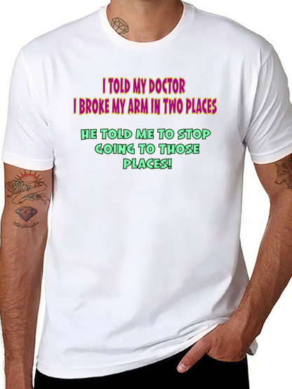 Camiseta Negra Humor Médico - ¡Brazo Roto!