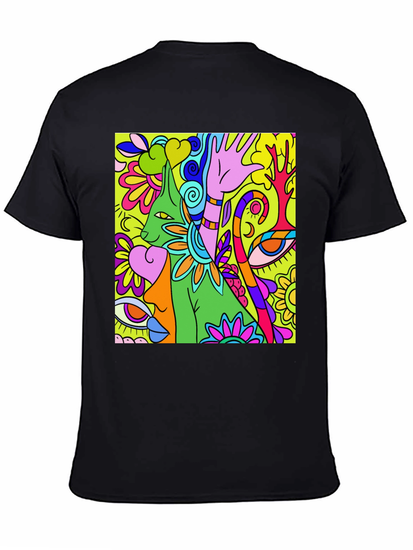Camiseta Negra con Diseño Psicodélico