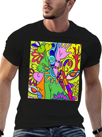 Camiseta Negra con Diseño Psicodélico