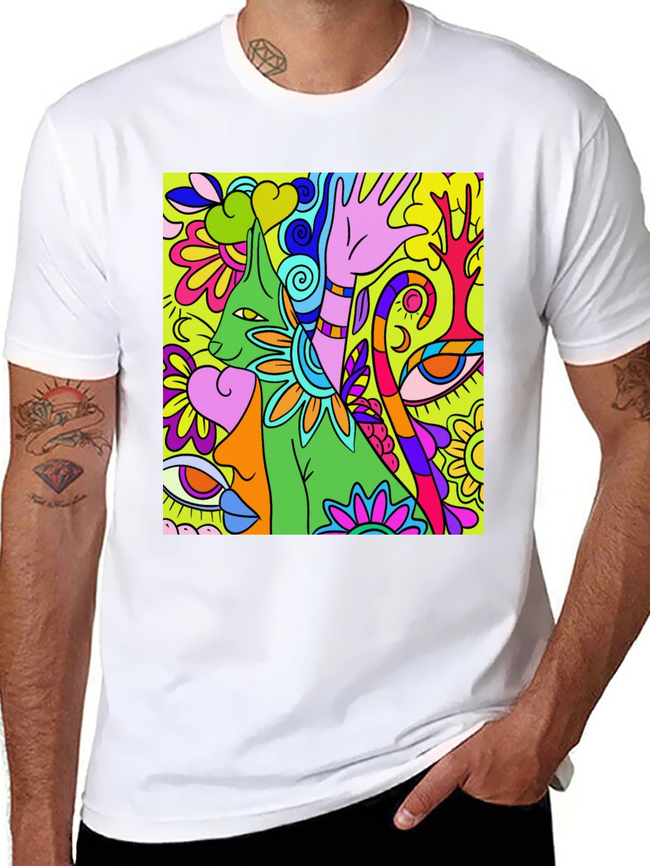Camiseta Negra con Diseño Psicodélico