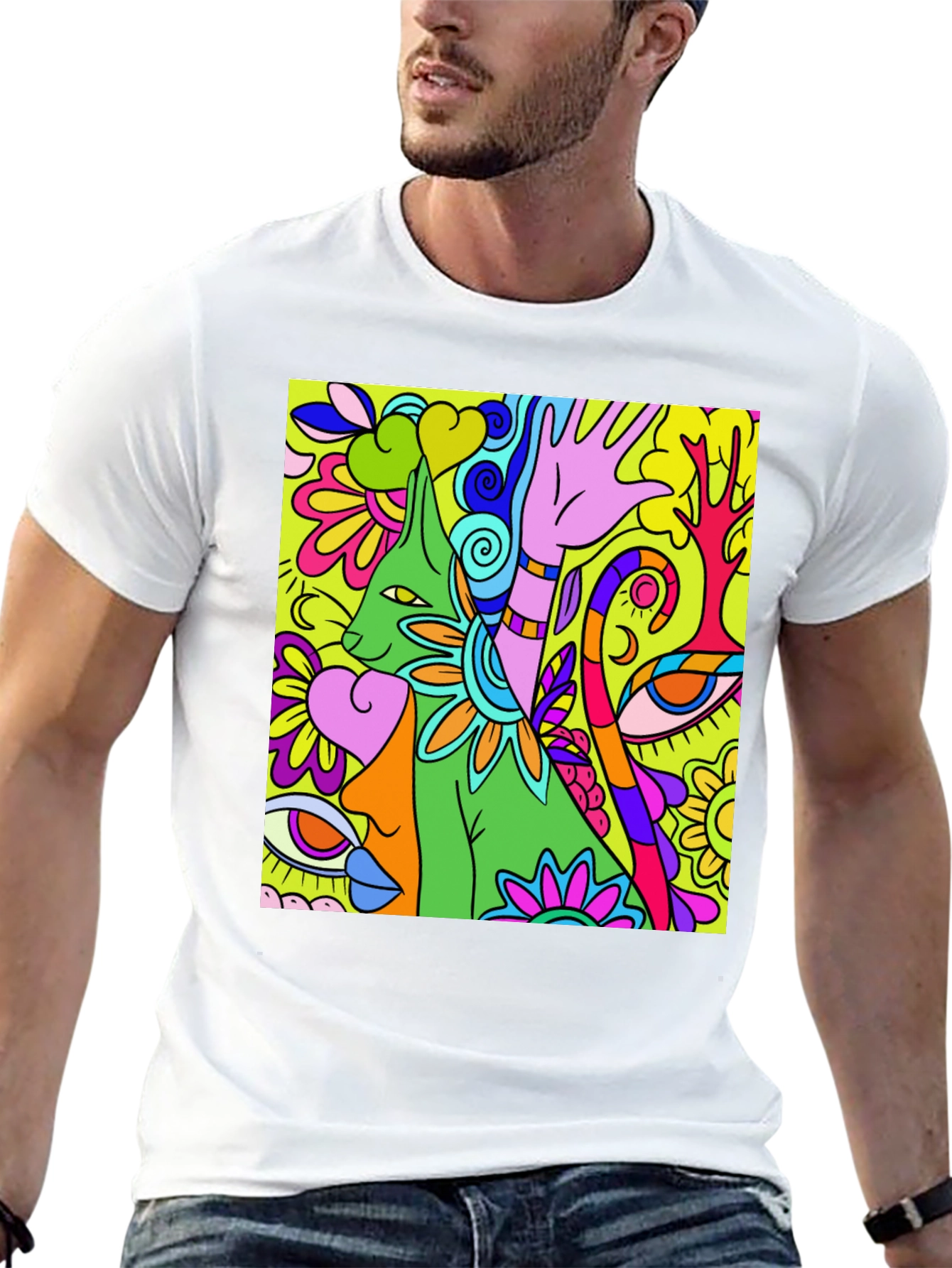Camiseta Negra con Diseño Psicodélico