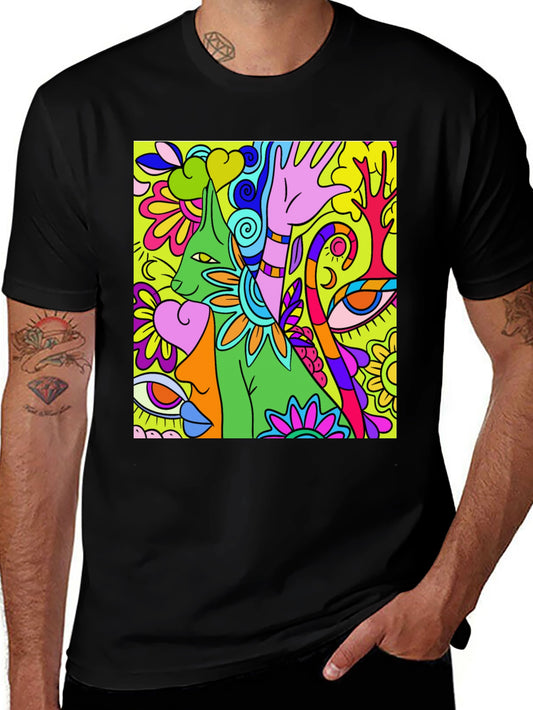 Camiseta Negra con Diseño Psicodélico