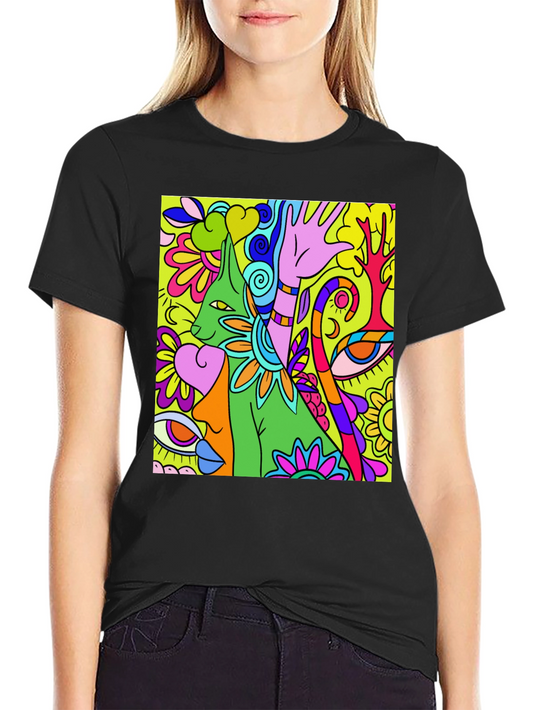 Camiseta Negra con Diseño Psicodélico