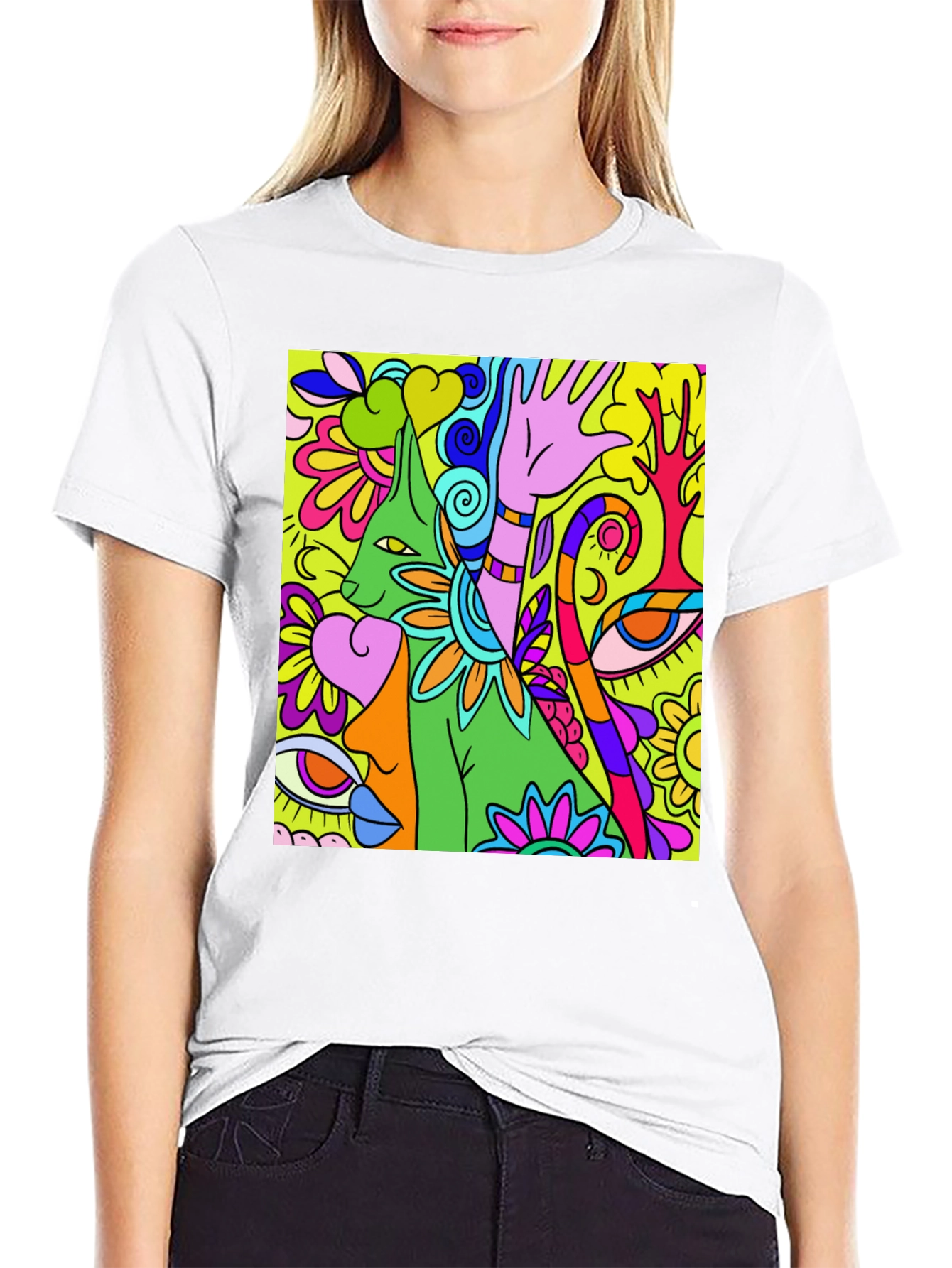 Camiseta Negra con Diseño Psicodélico