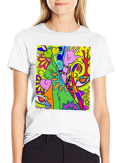 Camiseta Negra con Diseño Psicodélico