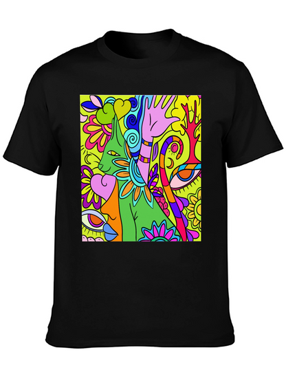 Camiseta Negra con Diseño Psicodélico