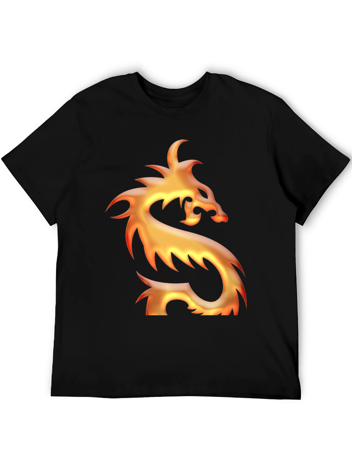 Camiseta Negra con Diseño de Dragón de Fuego