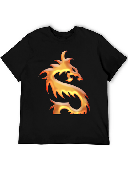 Camiseta Negra con Diseño de Dragón de Fuego