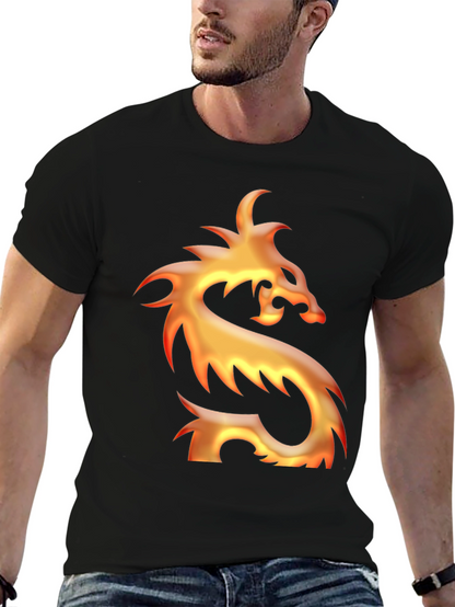 Camiseta Negra con Diseño de Dragón de Fuego