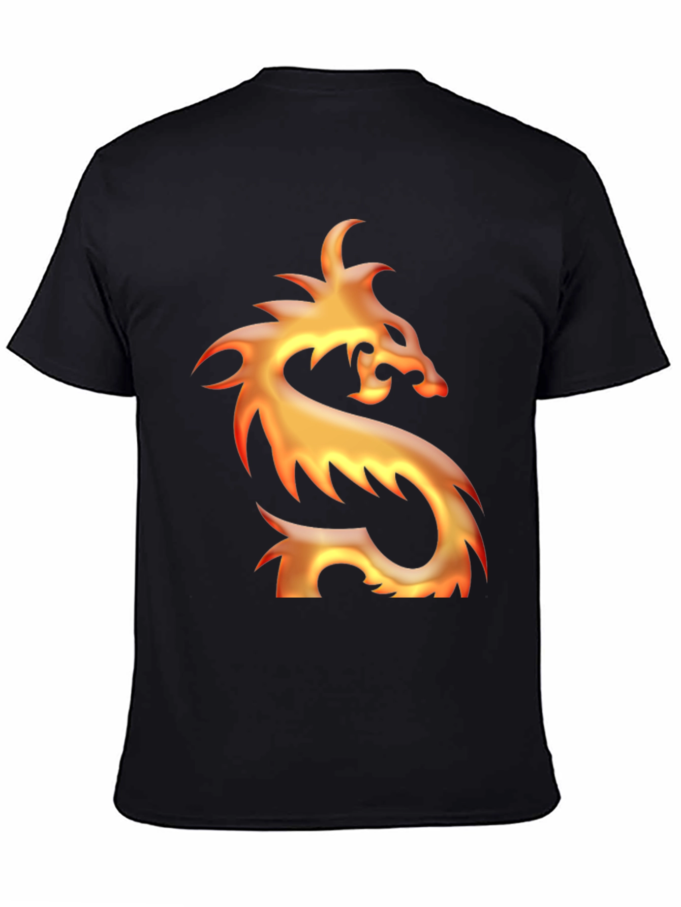 Camiseta Negra con Diseño de Dragón de Fuego