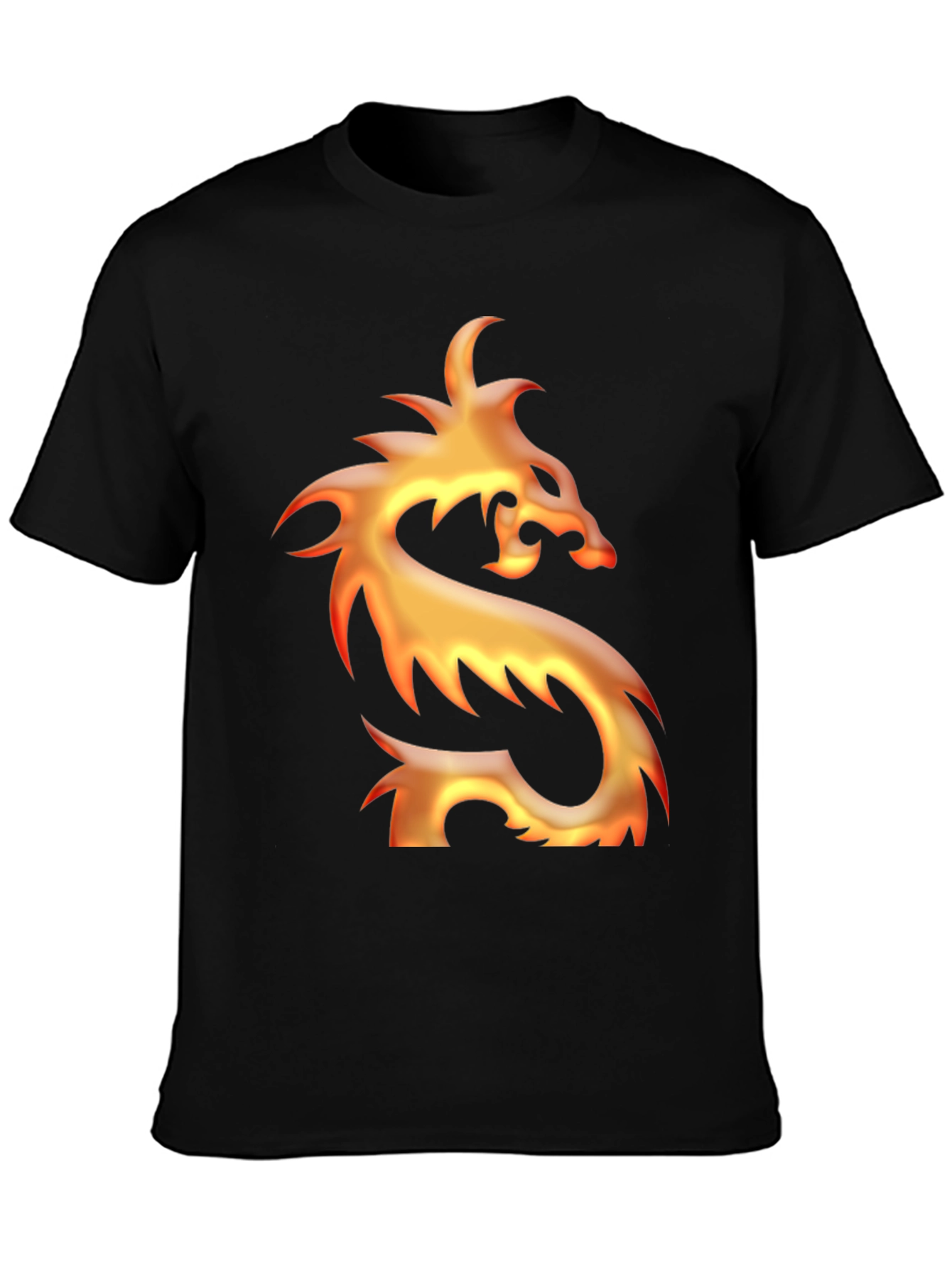 Camiseta Negra con Diseño de Dragón de Fuego