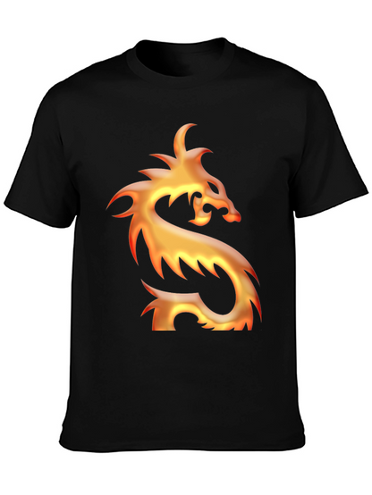 Camiseta Negra con Diseño de Dragón de Fuego