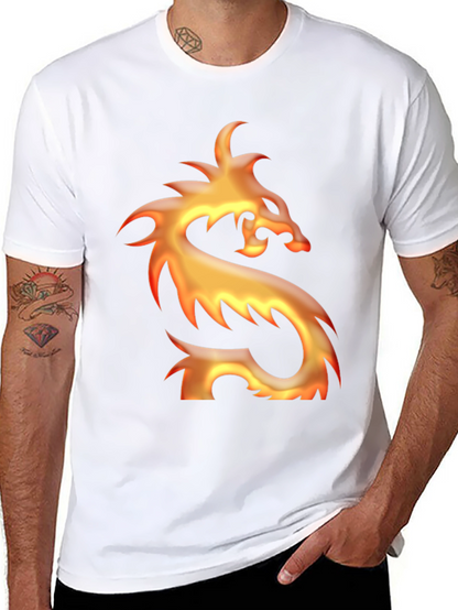 Camiseta Negra con Diseño de Dragón de Fuego