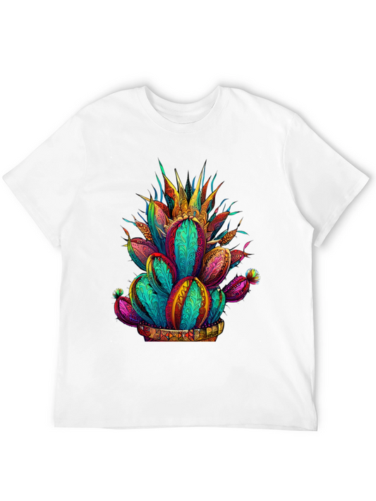Camiseta Negra con Diseño de Cactus Vibrante