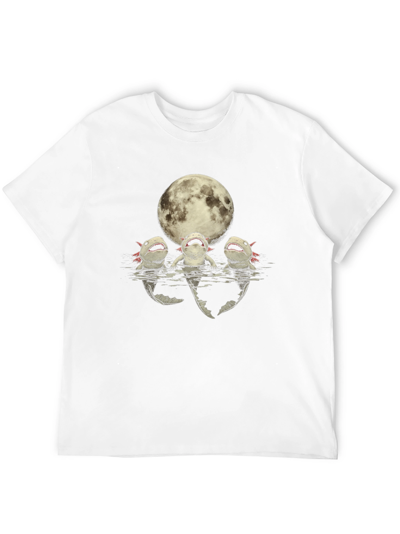 Camiseta Negra Axolotl Bajo la Luna