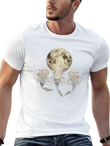 Camiseta Negra Axolotl Bajo la Luna