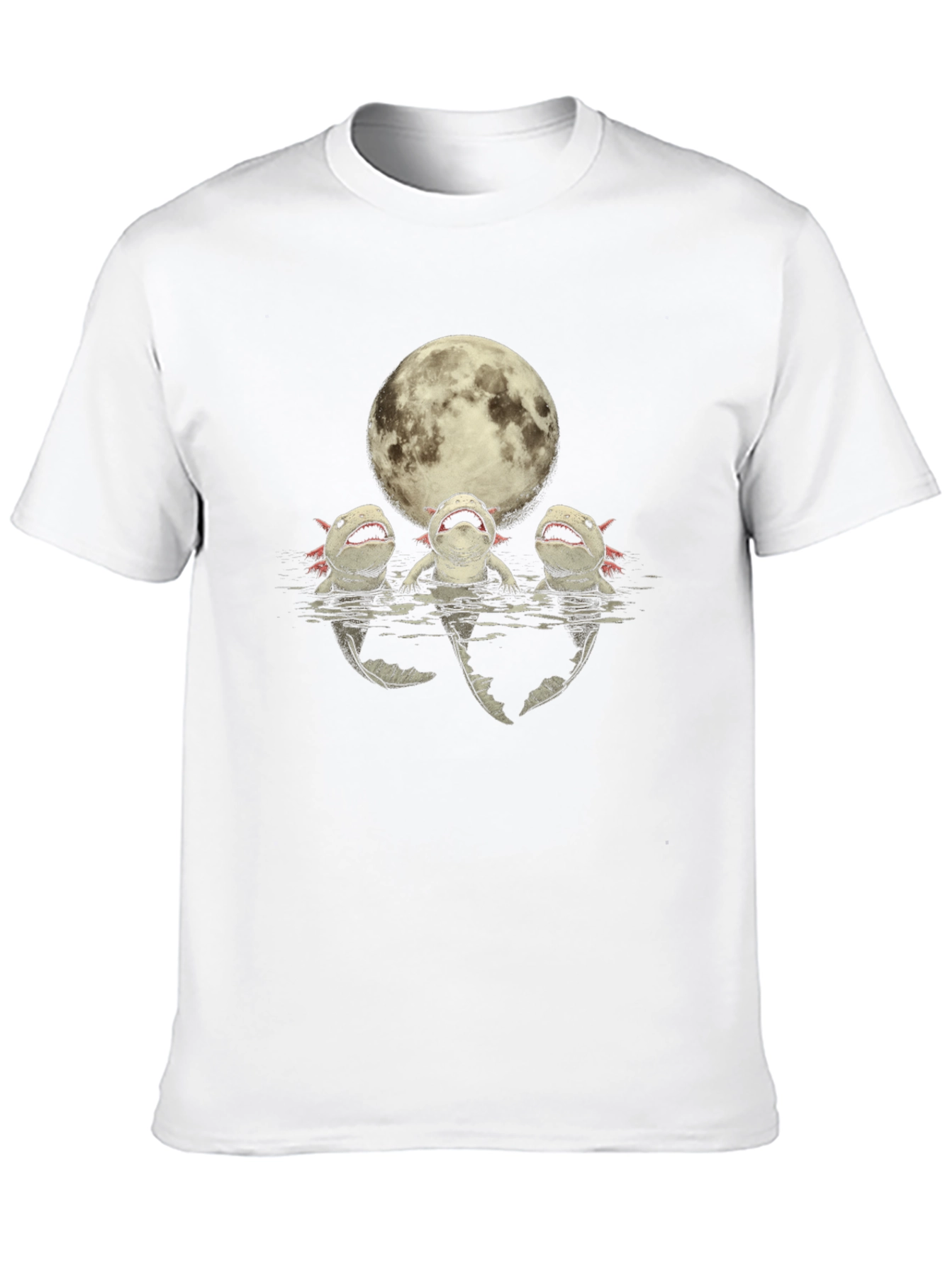 Camiseta Negra Axolotl Bajo la Luna