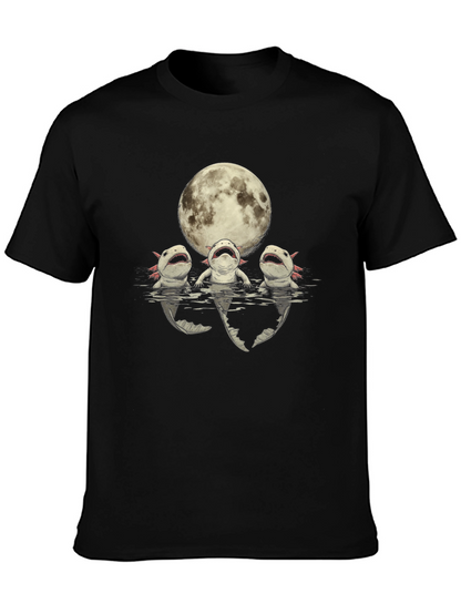 Camiseta Negra Axolotl Bajo la Luna