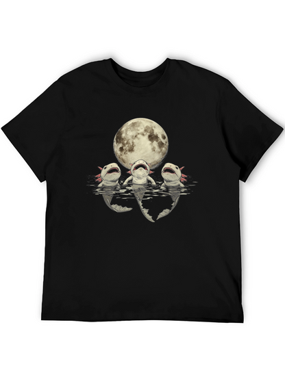 Camiseta Negra Axolotl Bajo la Luna