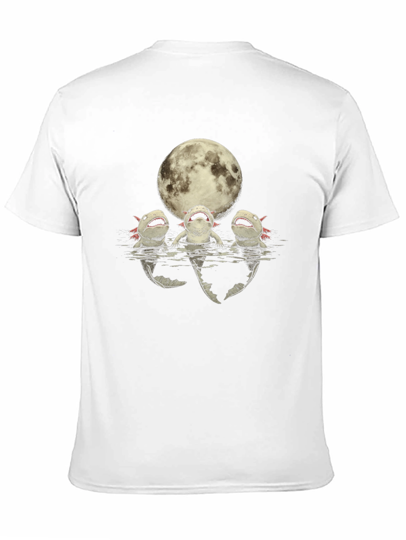 Camiseta Negra Axolotl Bajo la Luna