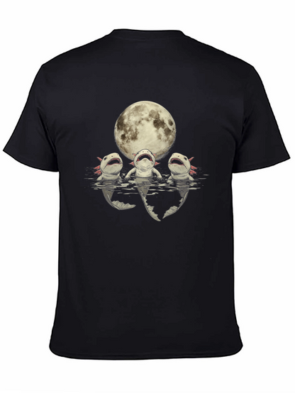 Camiseta Negra Axolotl Bajo la Luna