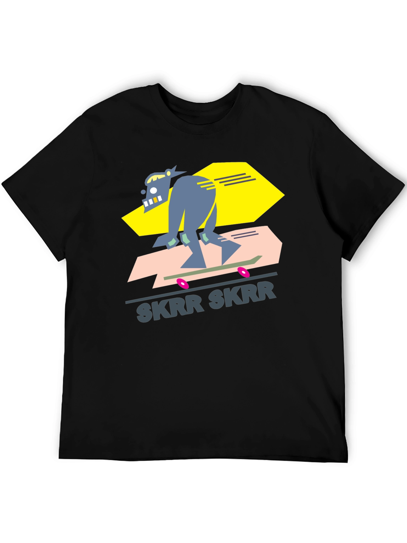 Camiseta Negra Diseño Skrr Skrr Skate