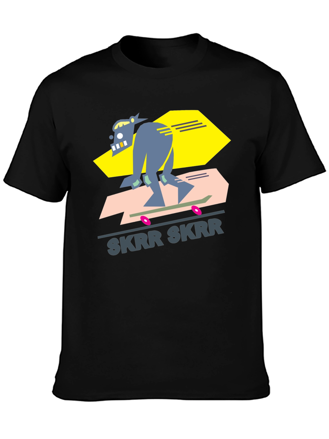 Camiseta Negra Diseño Skrr Skrr Skate