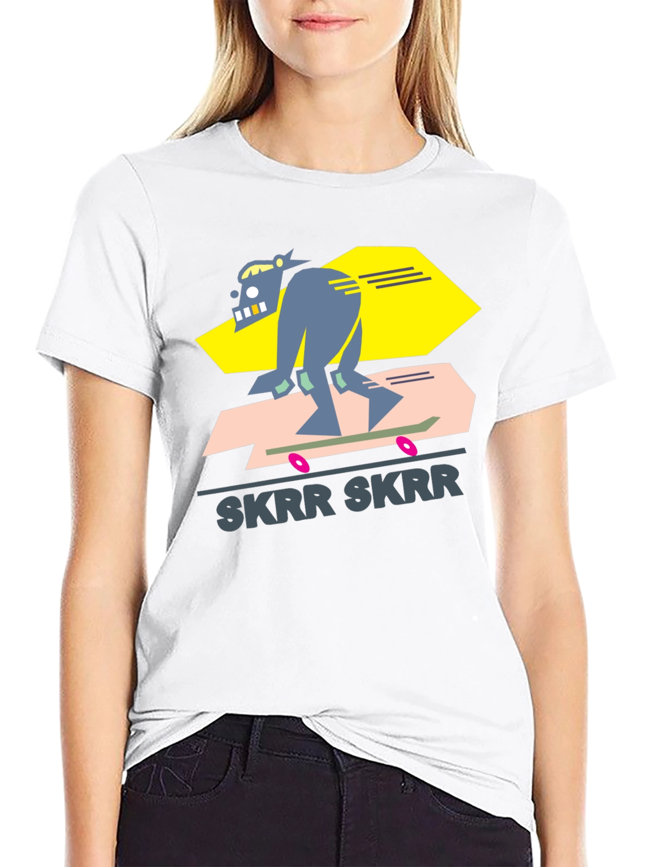 Camiseta Negra Diseño Skrr Skrr Skate