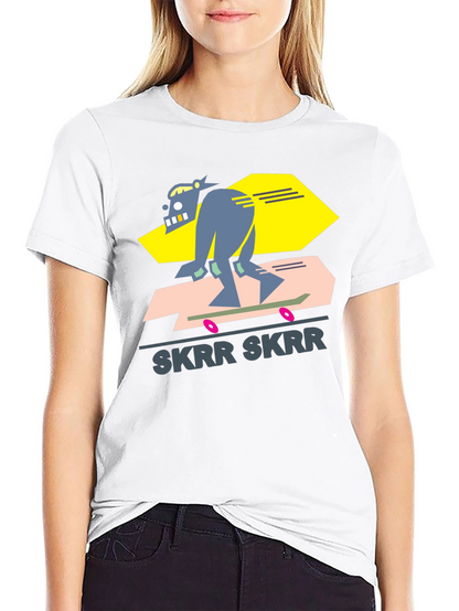 Camiseta Negra Diseño Skrr Skrr Skate