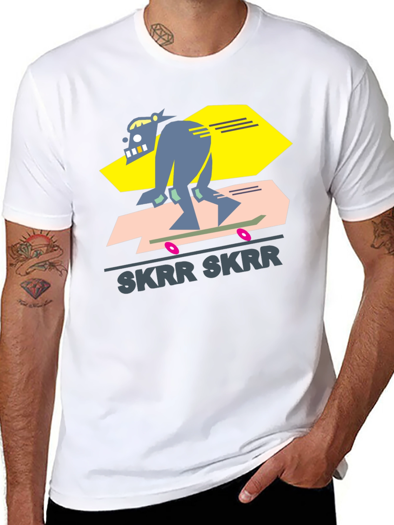 Camiseta Negra Diseño Skrr Skrr Skate