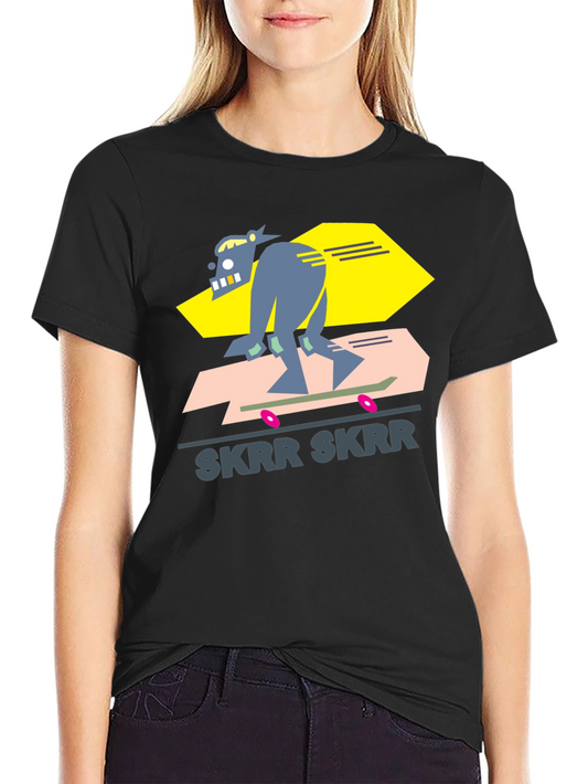 Camiseta Negra Diseño Skrr Skrr Skate