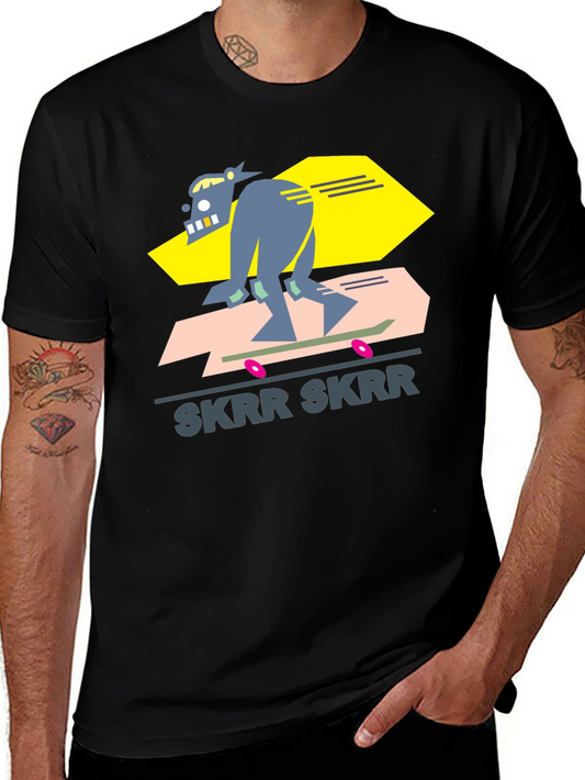 Camiseta Negra Diseño Skrr Skrr Skate